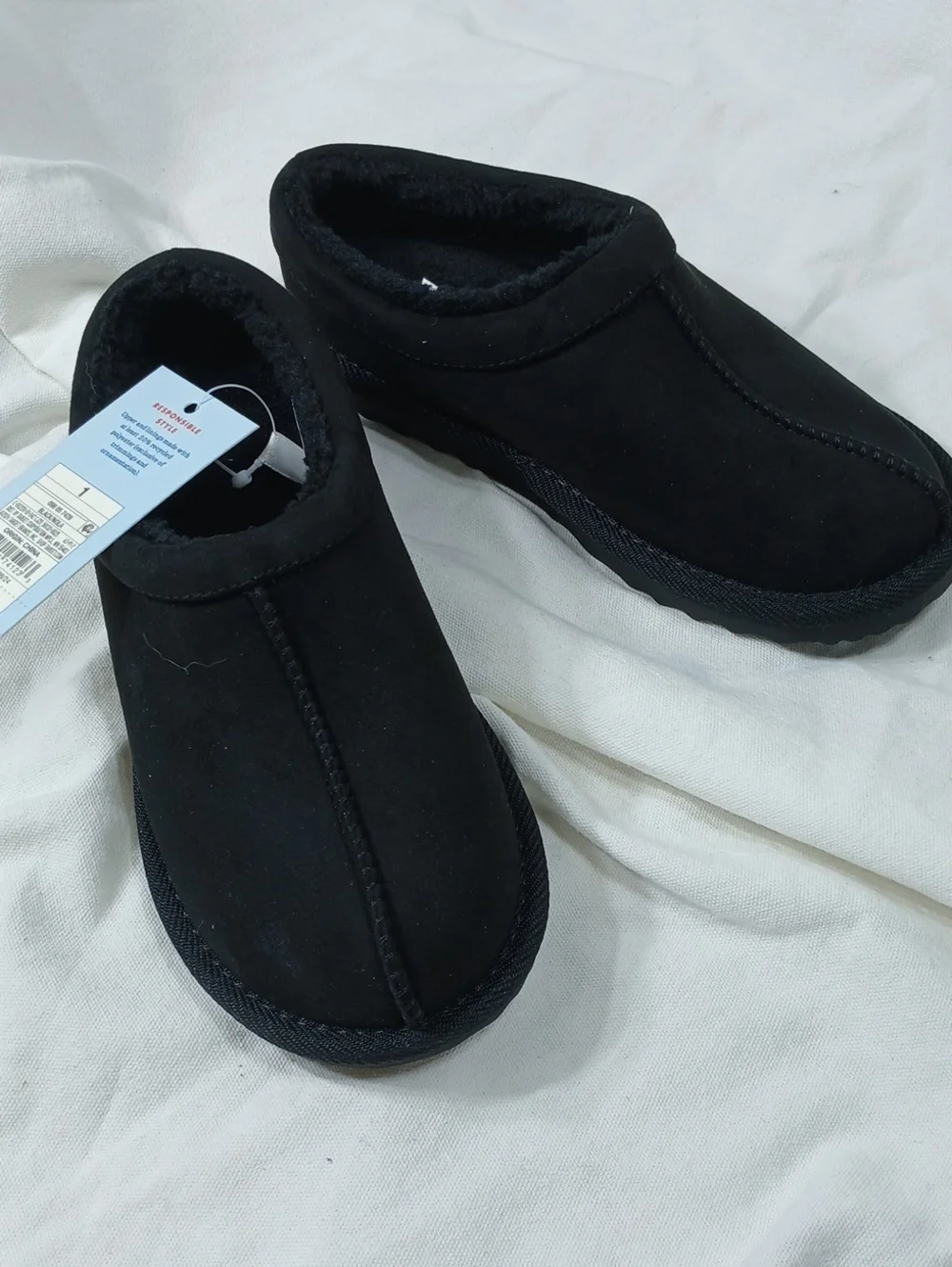 Cat & Jack Black Slip-On Fleece Loafers for Kids